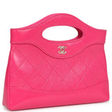 Pre-owned Chanel Nano 31 Shopper Hot Pink Shiny Aged Calfskin Gold Hardware