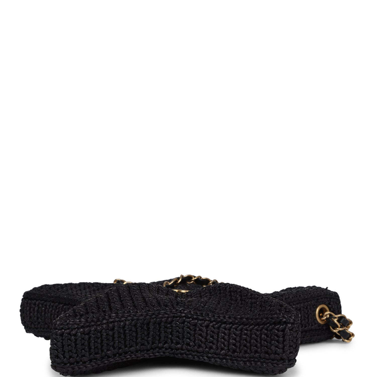 CHANEL Coco Beach Large Hobo stripe one belt Handbag Accessory pouch AS4698 Black White