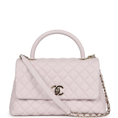 Pre-owned Chanel Medium Coco Handle Flap Bag Light Purple Caviar Light Gold Hardware