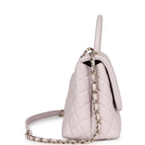 Pre-owned Chanel Medium Coco Handle Flap Bag Light Purple Caviar Light Gold Hardware