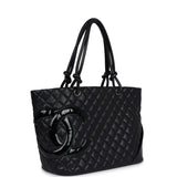 Pre-owned Chanel Large Cambon Ligne Tote Black Calfskin Silver Hardware