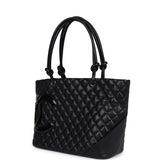 Pre-owned Chanel Large Cambon Ligne Tote Black Calfskin Silver Hardware