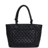 Pre-owned Chanel Large Cambon Ligne Tote Black Calfskin Silver Hardware