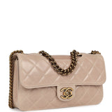 Pre-owned Chanel Perfect Edge Flap Bag Beige Aged Calfskin Antique Gold Hardware