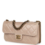 Pre-owned Chanel Perfect Edge Flap Bag Beige Aged Calfskin Antique Gold Hardware