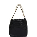 Chanel Mini 22 Bag Black Aged Calfskin and Pearl Antique Gold Hardware