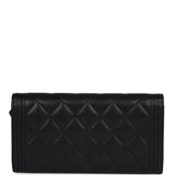 Chanel Boy Long Flap Wallet Black Caviar Aged Ruthenium Hardware