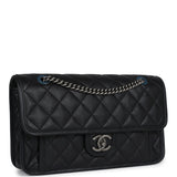 Chanel French Riviera Flap Bag Black Calfskin Aged Ruthenium Hardware