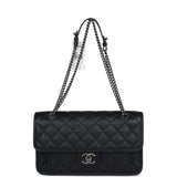 Chanel French Riviera Flap Bag Black Calfskin Aged Ruthenium Hardware