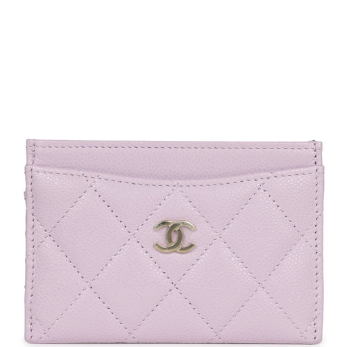 Chanel Card Holder Wallet Lilac Caviar Gold Hardware