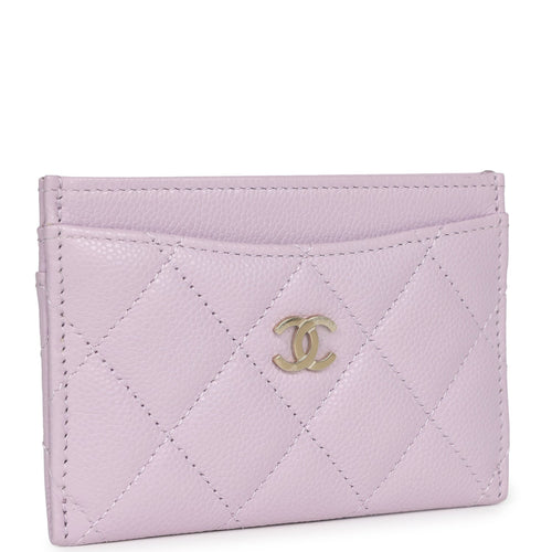 Chanel Card Holder Wallet Lilac Caviar Gold Hardware