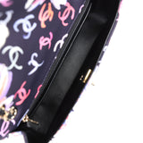 Chanel Small Flap Bag Black Multi Floral Fabric Light Gold Hardware