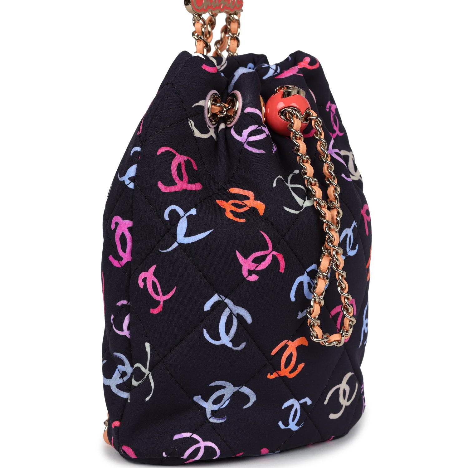 Chanel Medium CC Drawstring Backpack Multicolored Printed Fabric Light