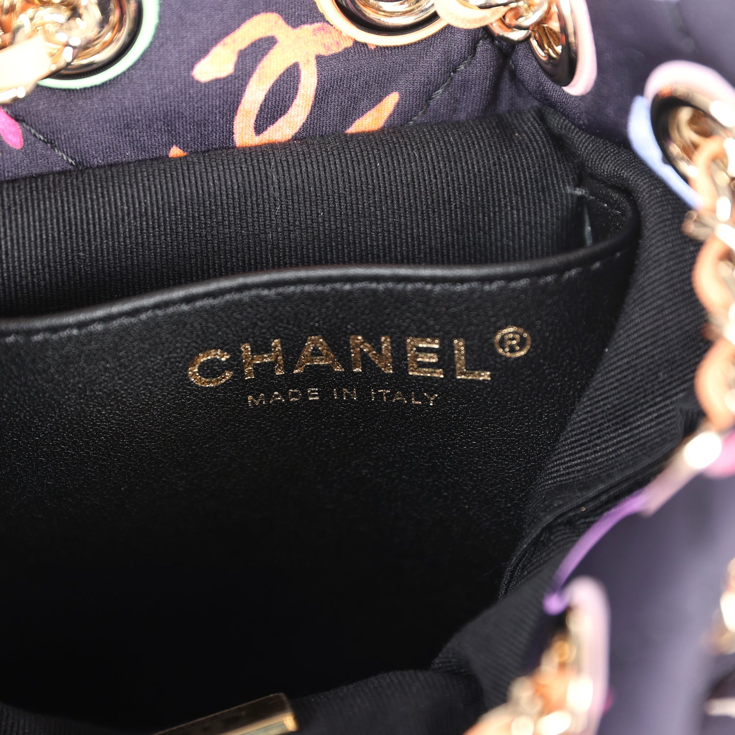 Chanel Medium CC Drawstring Backpack Multicolored Printed Fabric Light