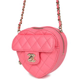 Chanel CC In Love Heart Belt Bag Hot Pink Lambskin Light Gold Hardware