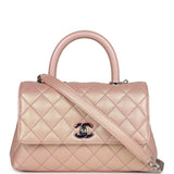 Chanel Small Coco Handle Flap Bag Light Pink Iridescent Caviar Silver Hardware