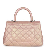 Chanel Small Coco Handle Flap Bag Light Pink Iridescent Caviar Silver Hardware