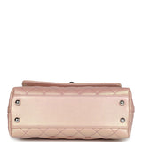 Chanel Small Coco Handle Flap Bag Light Pink Iridescent Caviar Silver Hardware