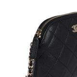 Chanel Mini Clutch with Chain Crossbody Bag Black Caviar Light Gold Hardware