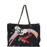 Pre-owned Chanel Night Flight Embroidered Shopping Tote Multicolored Denim Gold Hardware