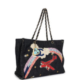 Pre-owned Chanel Night Flight Embroidered Shopping Tote Multicolored Denim Gold Hardware