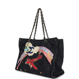 Pre-owned Chanel Night Flight Embroidered Shopping Tote Multicolored Denim Gold Hardware