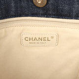 Pre-owned Chanel Night Flight Embroidered Shopping Tote Multicolored Denim Gold Hardware