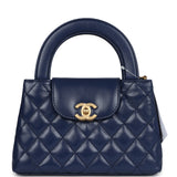 Chanel Small Kelly Shopper Navy Blue Shiny Aged Calfskin Brushed Gold Hardware