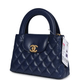 Chanel Small Kelly Shopper Navy Blue Shiny Aged Calfskin Brushed Gold Hardware