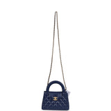 Chanel Small Kelly Shopper Navy Blue Shiny Aged Calfskin Brushed Gold Hardware