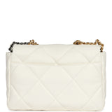 Chanel Large 19 Flap Bag White Lambskin Mixed Metal Hardware