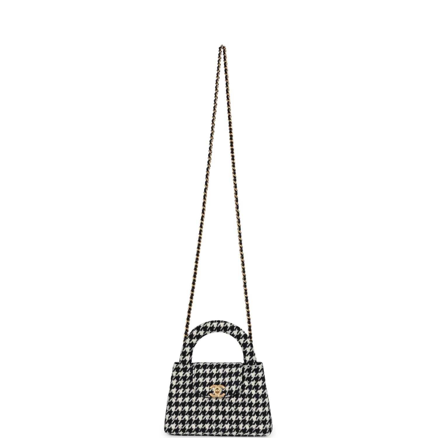 CHANEL 25S KELLY BAG 19 CM IN BLACK MIX WHITE TWEED WITH GOLD HARDWARE main image 1