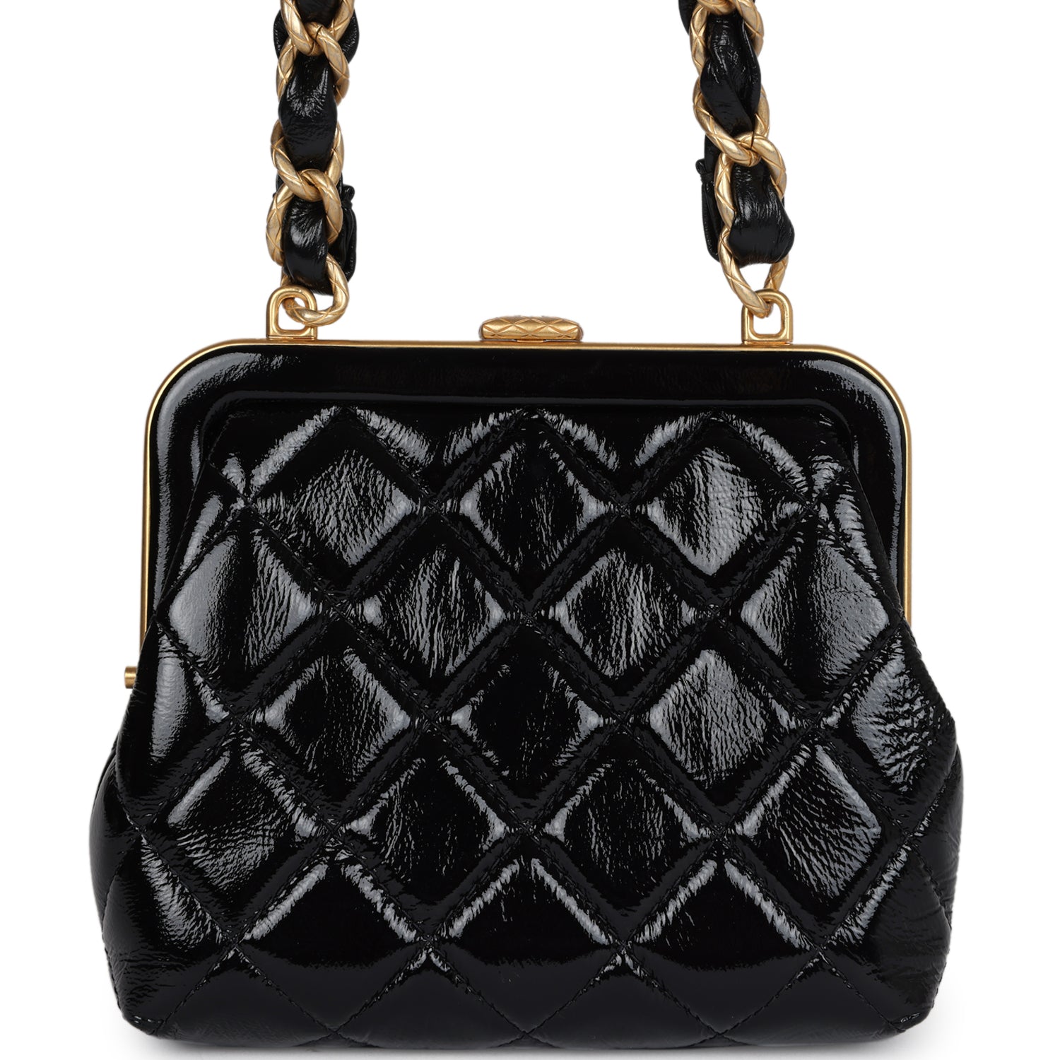 Chanel Mini Clutch with Bow Crossbody Bag Black Shiny Lambskin and Pin ...