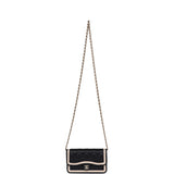 Chanel Flap Phone Holder with Chain Black and Light Beige Lambskin Light Gold Hardware