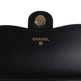 Chanel Flap Phone Holder with Chain Black and Light Beige Lambskin Light Gold Hardware