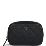 Chanel Small Curvy Cosmetic Pouch Black Caviar Light Gold Hardware