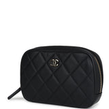 Chanel Small Curvy Cosmetic Pouch Black Caviar Light Gold Hardware