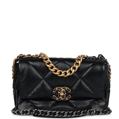 Pre-owned Chanel Medium 19 Flap Bag Black Lambskin Mixed Hardware