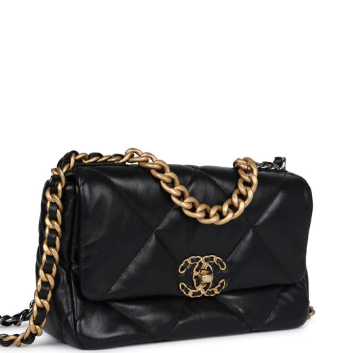 Pre-owned Chanel Medium 19 Flap Bag Black Lambskin Mixed Hardware