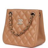 Chanel Mini Shopping Tote Caramel Caviar Light Gold Hardware