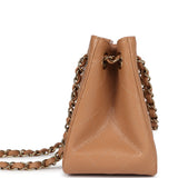 Chanel Mini Shopping Tote Caramel Caviar Light Gold Hardware