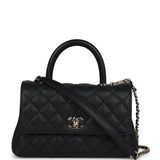 Chanel Small Coco Handle Flap Bag Black Caviar Light Gold Hardware