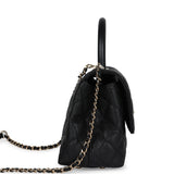 Chanel Small Coco Handle Flap Bag Black Caviar Light Gold Hardware