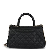 Chanel Small Coco Handle Flap Bag Black Caviar Light Gold Hardware