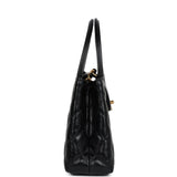 Chanel Small Kelly Shopper Black Shiny Aged Calfskin Brushed Gold Hardware