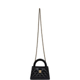 Chanel Small Kelly Shopper Black Shiny Aged Calfskin Brushed Gold Hardware