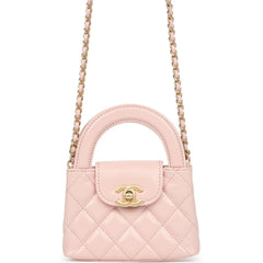Chanel Nano Kelly Shopper Pink Shiny Aged Calfskin Brushed Gold Hardware