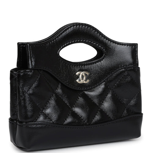 Chanel Micro 31 Shopper Black Shiny Lambskin Light Gold Hardware