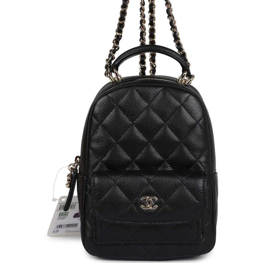 chain mini backpack Chanel Mini Phone Holder Backpack with Chain Black Caviar Light Gold H