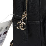 Chanel Mini Phone Holder Backpack with Chain Black Caviar Light Gold Hardware